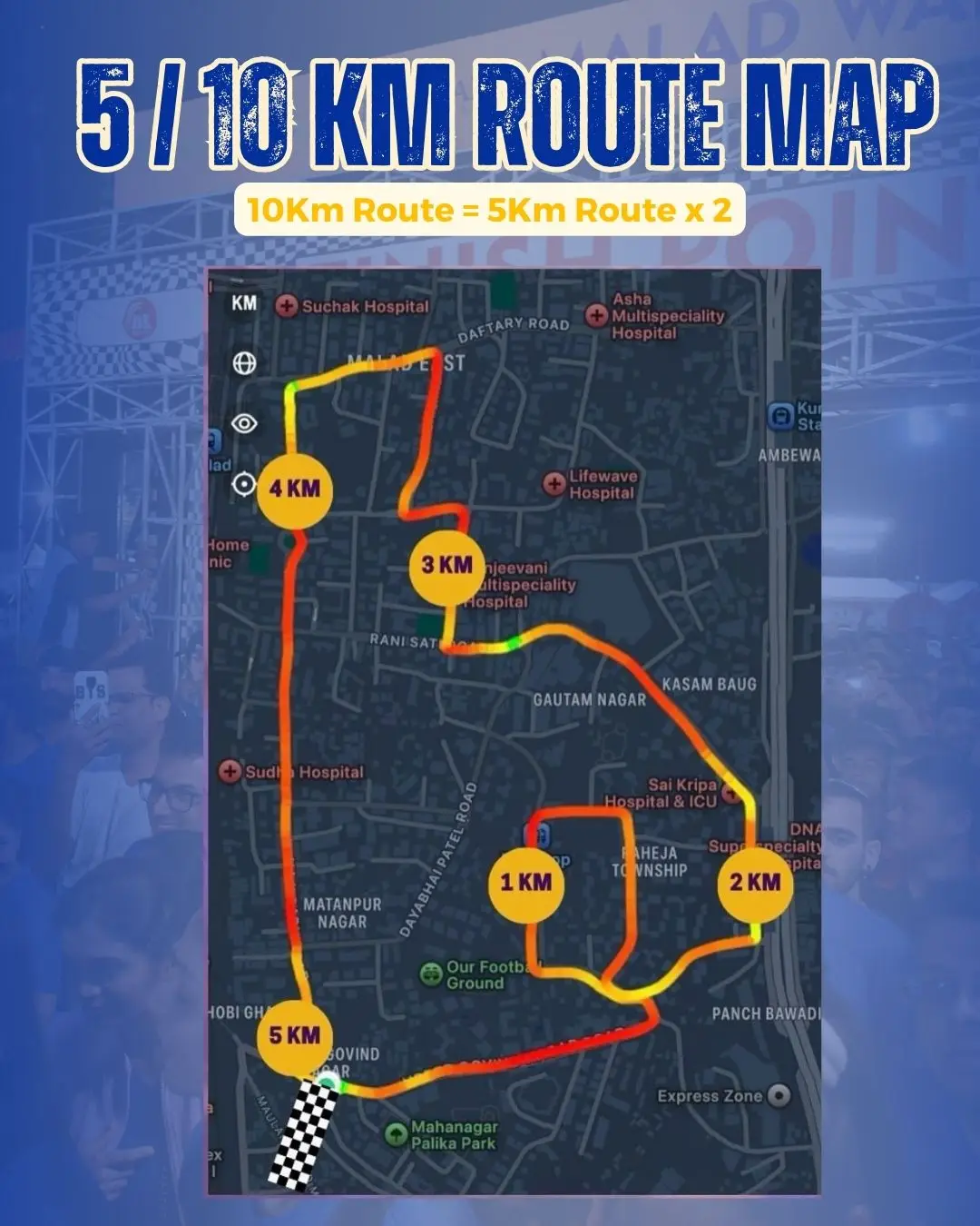 5 km route map for Malad Walkathon